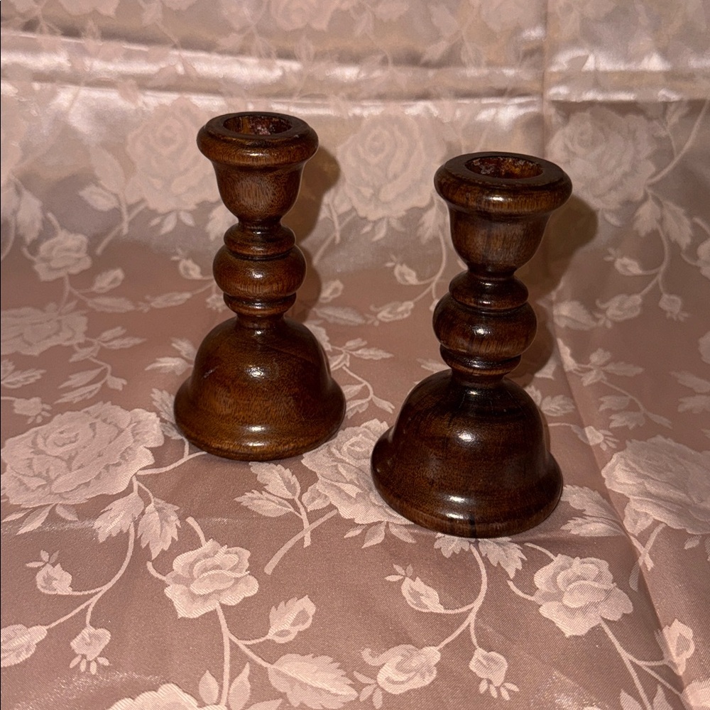 Small wooden Candlestick holders